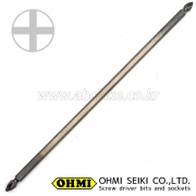 OHMI (오미) (6.35mm) 숏헤드 드라이버비트 십자비트날  PH2 X 250mm (뾰족) 쵸크날 비트 ( 굵기 6.35mm ) ( 숏헤드 9mm )